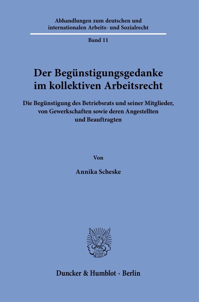 Der Begünstigungsgedanke im kollektiven Arbeitsrecht. main product photo