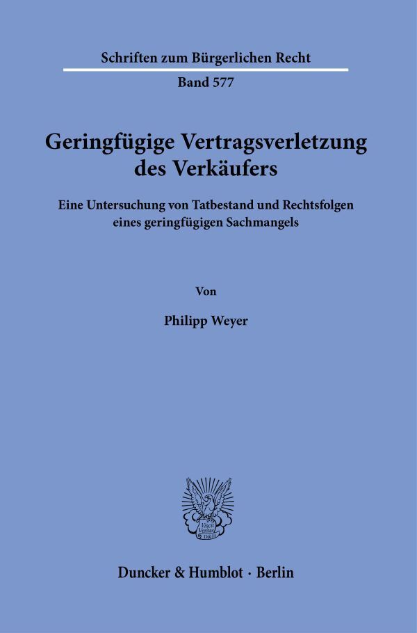Geringfügige Vertragsverletzung des Verkäufers main product photo