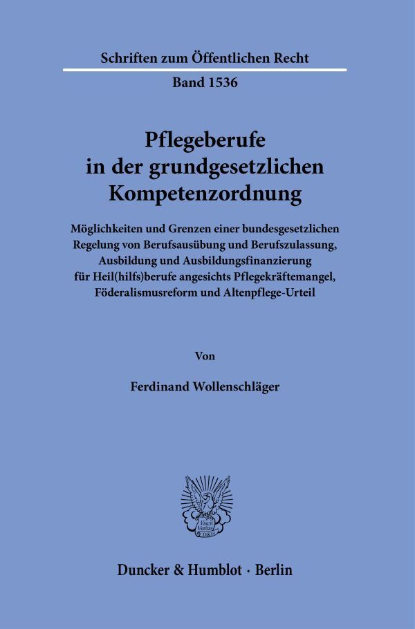 Pflegeberufe in der grundgesetzlichen Kompetenzordnung main product photo