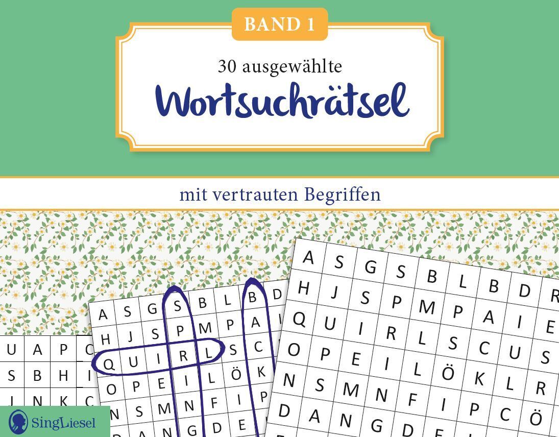 Wortsuchrätsel für Senioren mit vertrauten Begriffen. Rätselspaß, Beschäftigung und Gedächtnistraining für Senioren. Auch mit Demenz. Großdruck main product photo