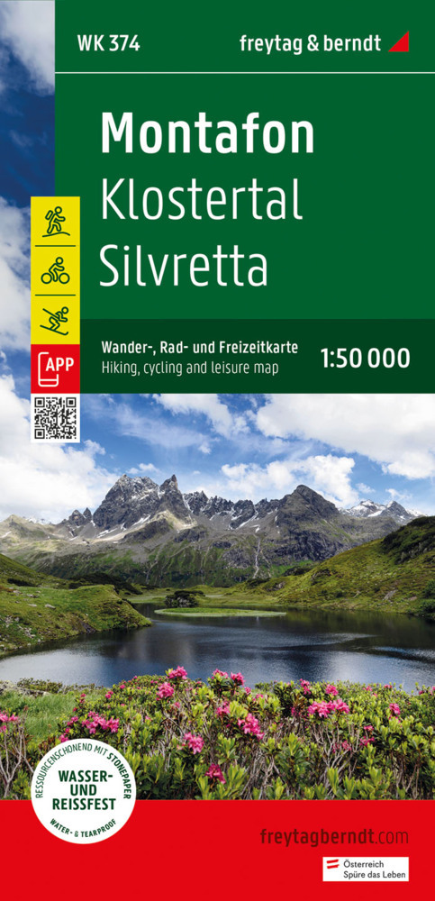 Montafon, Wander-, Rad- und Freizeitkarte 1:50.000, freytag & berndt, WK 374 main product photo