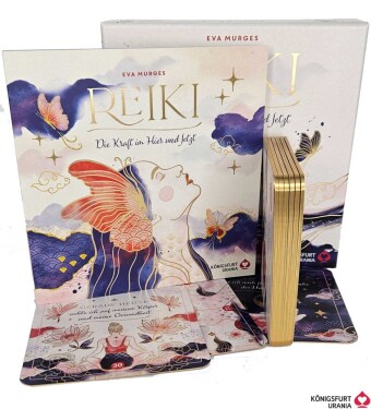 Reiki - Die Kraft im Hier und Jetzt: 32 Achtsamkeitskarten mit Goldfolie und Goldschnitt, Stülpdeckelschachtel mit Goldprägung und 144-seitiges Buch, m. 1 Buch, m. 1 Beilage