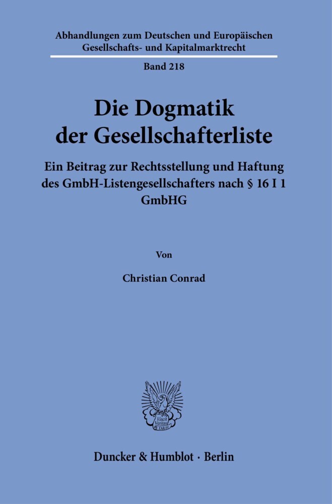 Die Dogmatik der Gesellschafterliste. main product photo