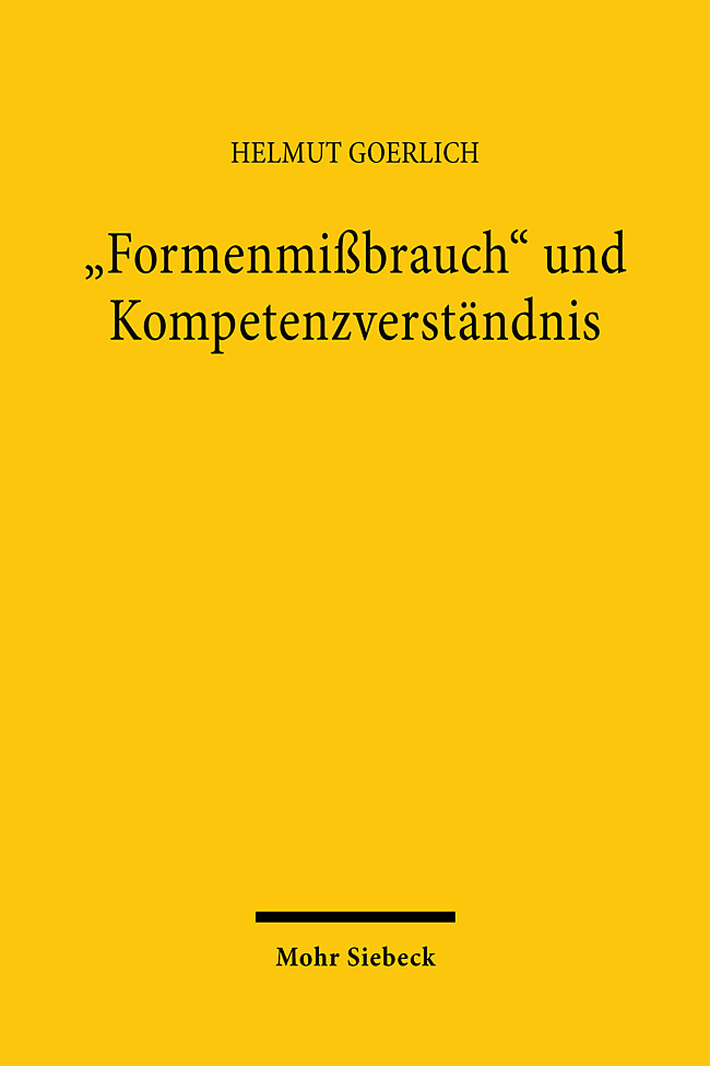 'Formenmißbrauch' und Kompetenzverständnis main product photo