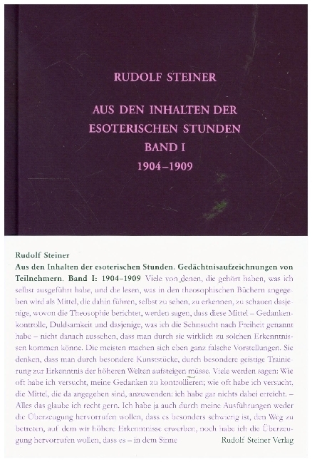 Aus den Inhalten der esoterischen Stunden, Band I: 1904-1909 main product photo