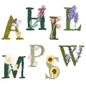 Stick & Stitch Packung Blumenalphabet, bunt