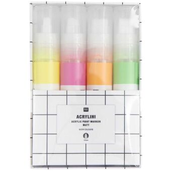 Acrylini Marker XL Set Neon, 4 Farben