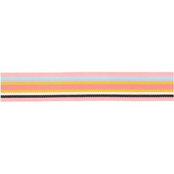 Webband Multi Streifen, Rosa/Schwarz/Iri/Grau/Gelb/Blau