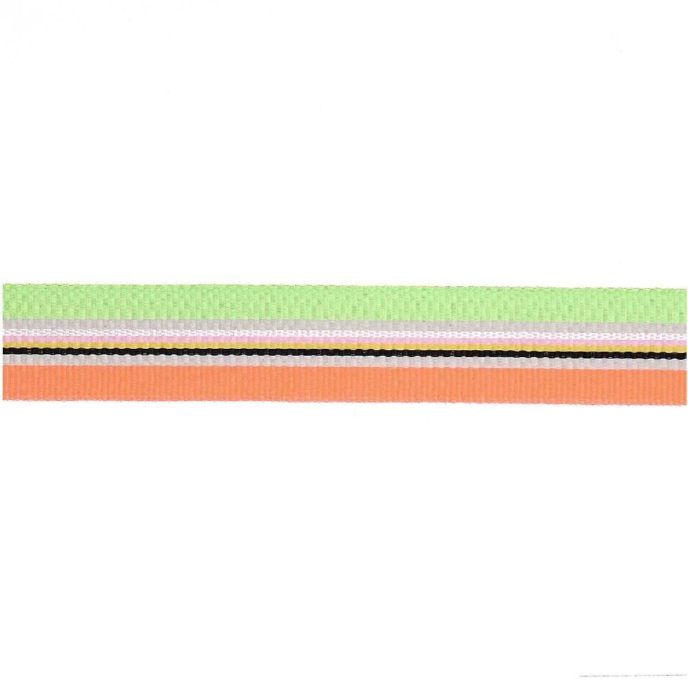 Webband Multi Streifen, Neon Rot/Schwarz/Gelb/Rosa/Iri/Grün main product photo