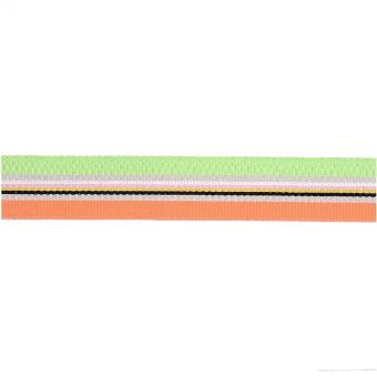 Webband Multi Streifen, Neon Rot/Schwarz/Gelb/Rosa/Iri/Grün