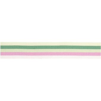 Webband Multi Streifen, Rosa/Grün/Gelb