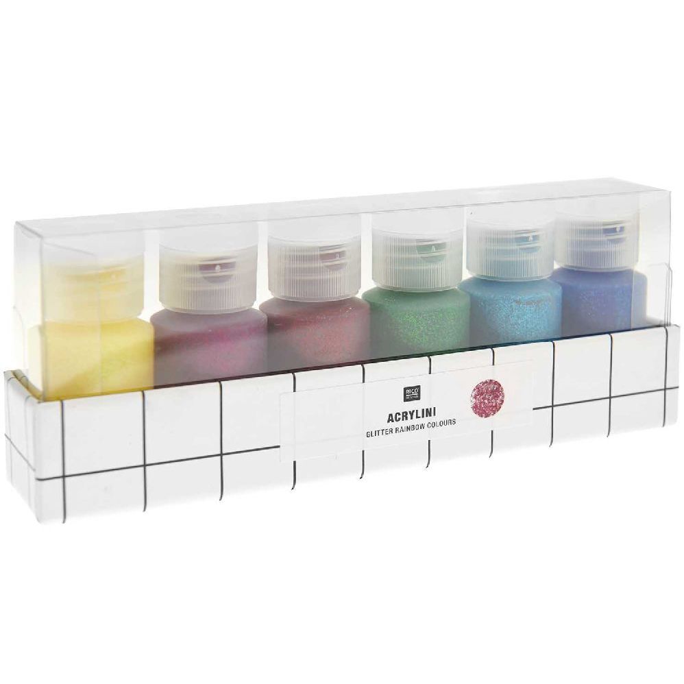 Acrylini Set Glitter Rainbow Colours, 6 x 22 ml main product photo