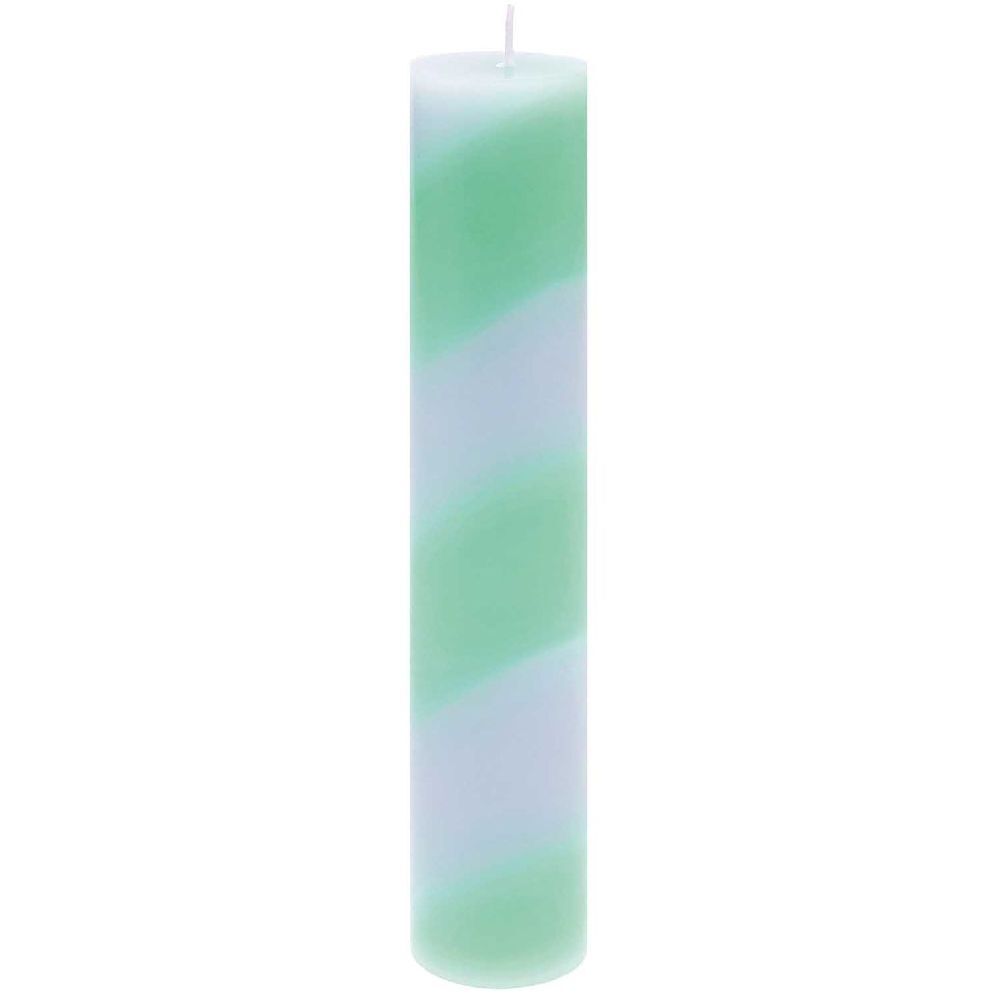 Stabkerze gestreift Türkis/Grau main product photo
