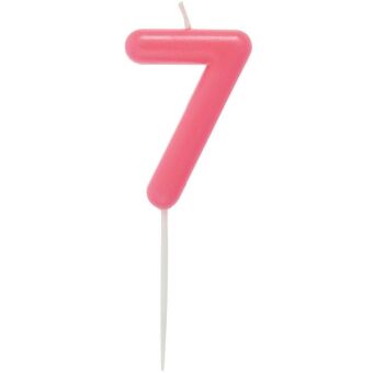 Zahlenkerze 7, Neon Pink