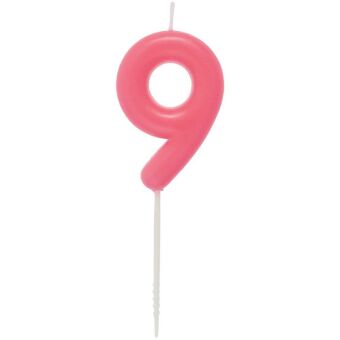Zahlenkerze 9, Neon Pink