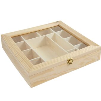 Sortierbox aus Holz mit Sichtfenster, 27,1 x 27,6 x 5,5 cm
