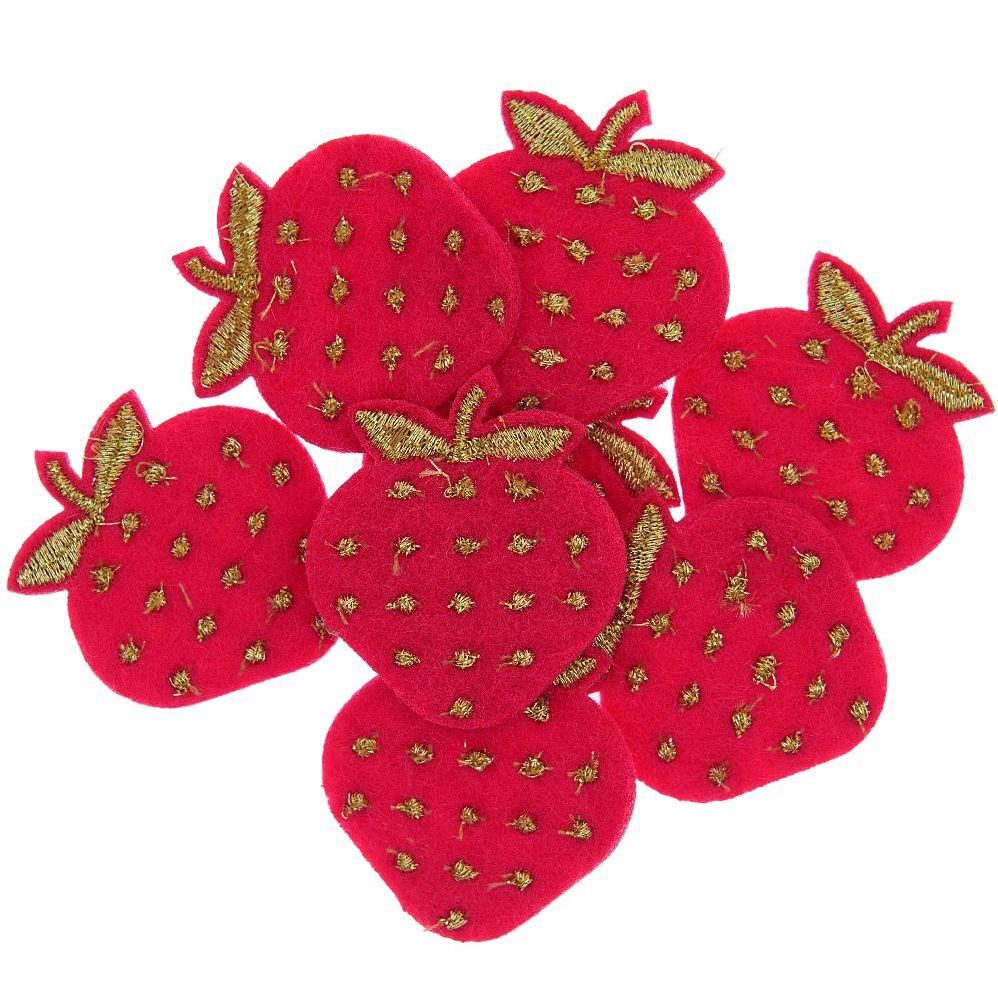 Filzstreu Erdbeeren, rot-gold bestickt, 8 Stk main product photo