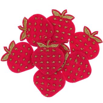 Filzstreu Erdbeeren, rot-gold bestickt, 8 Stk