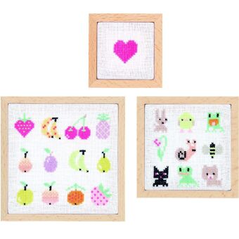 Stickpackung Gezählter Kreuzstich, Pixel Art, 3er Set