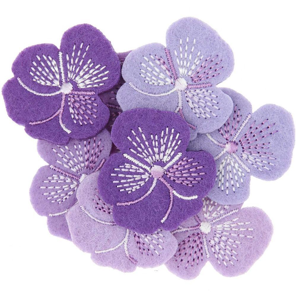 Filzstreu Stiefmütterchen, violett bestickt, 8 Stk main product photo