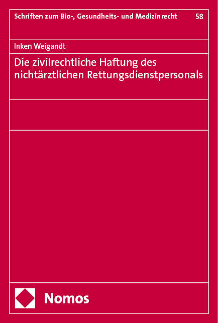 Die zivilrechtliche Haftung des nichtärztlichen Rettungsdienstpersonals main product photo