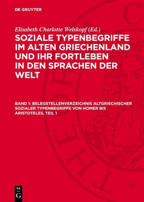Belegstellenverzeichnis altgriechischer sozialer Typenbegriffe von Homer bis Aristoteles, Teil 1 main product photo