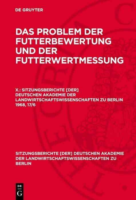 Das Problem der Futterbewertung und der Futterwertmessung. X. main product photo