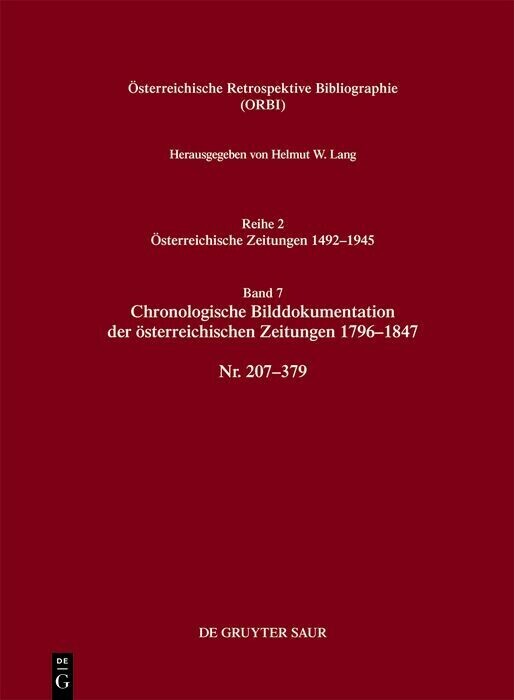 Chronologische Bilddokumentation der "sterreichischen Zeitungen 1796-1847 main product photo