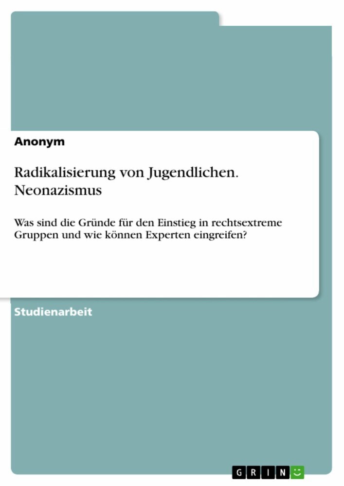 Radikalisierung von Jugendlichen. Neonazismus main product photo