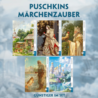 5 Puschkins Märchenzauber (5 Bücher + Audio-Online) - Frank-Lesemethode - Kommentierte zweisprachige Ausgabe Russisch-Deutsch, m. 5 Audio, m. 5 Audio, 5 Teile