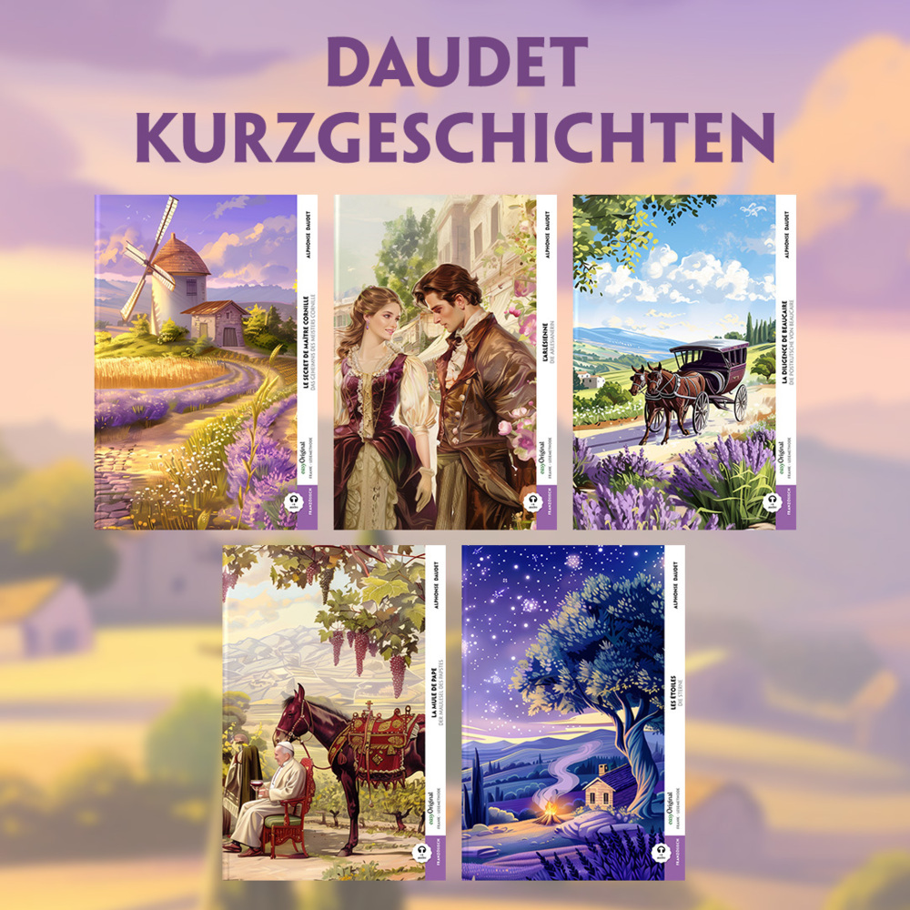 5 Daudet Kurzgeschichten (5 Bücher + Audio-Online) - Frank-Lesemethode - Kommentierte zweisprachige Ausgabe Französisch-Deutsch, m. 5 Audio, m. 5 Audio, 5 Teile main product photo