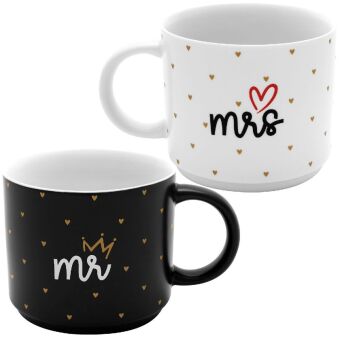 Tassen-Set Motiv "Hochzeit: Mr. & Mrs."