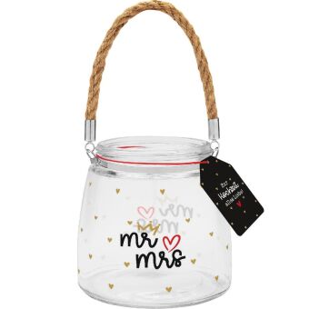 Windlicht Motiv "Hochzeit Mr. & Mrs."