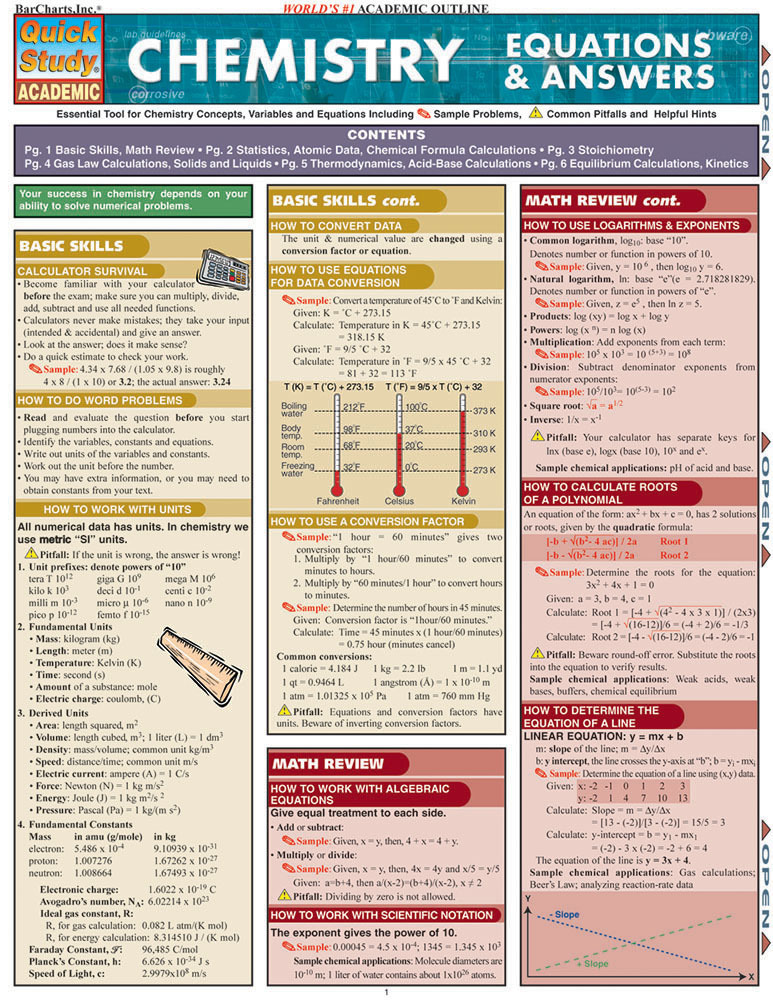 Chemistry Equations & Answers main product photo