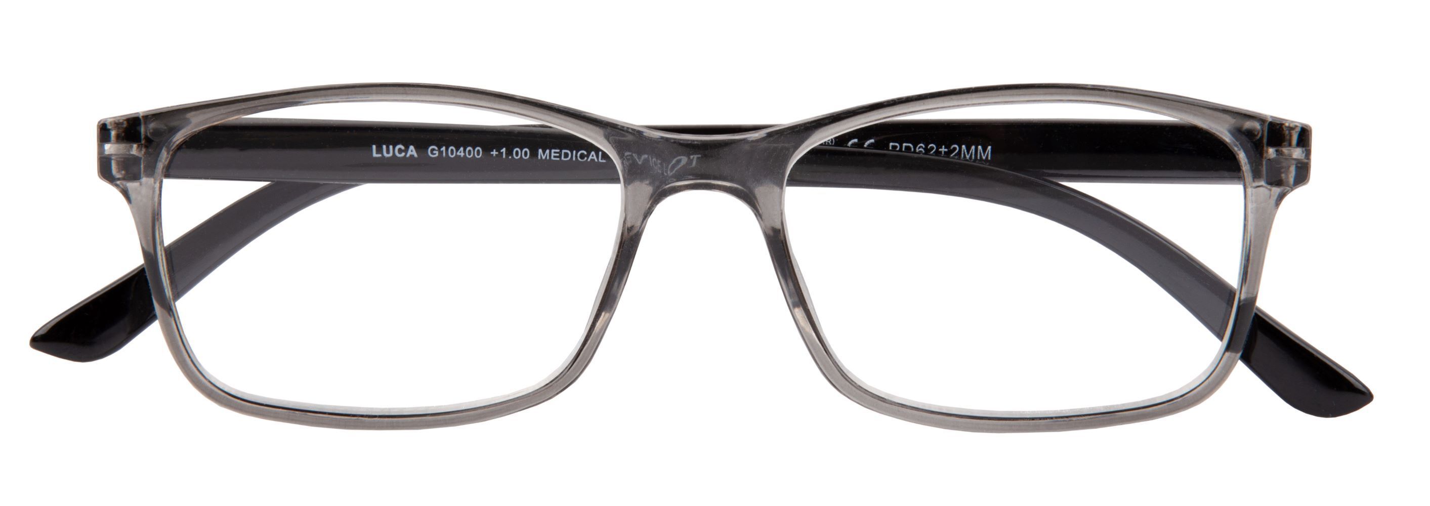 Lesebrille LUCA, grau-schwarz, +1.00 dpt main product photo