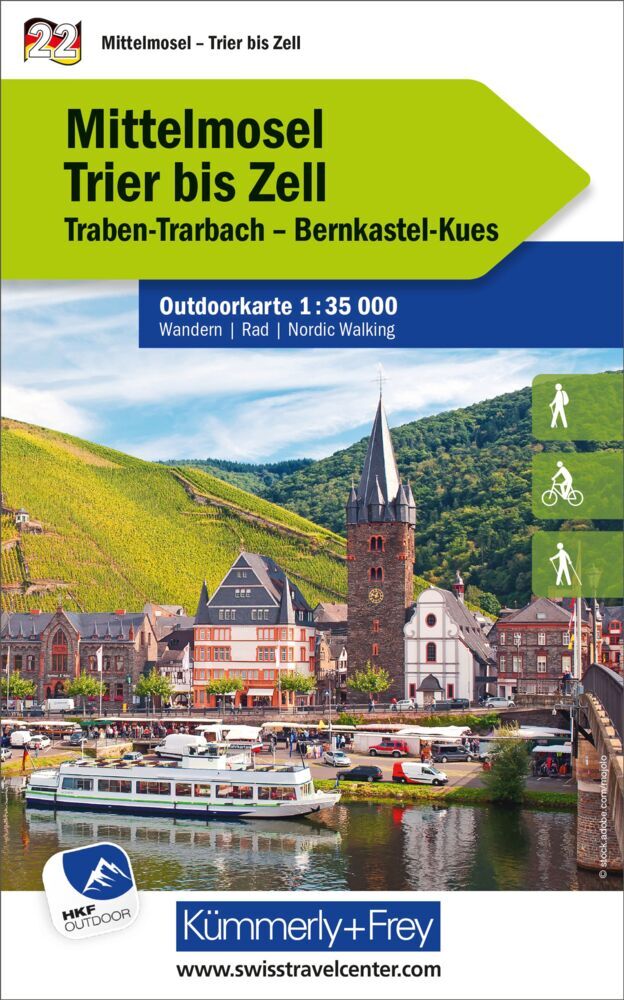 Kümmerly+Frey Outdoorkarte Deutschland 22 Mittelmosel, Trier bis Zell 1:35.000 main product photo