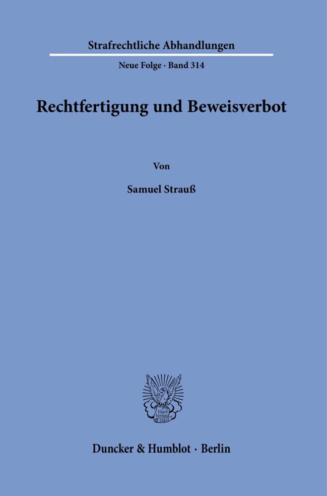 Rechtfertigung und Beweisverbot. main product photo