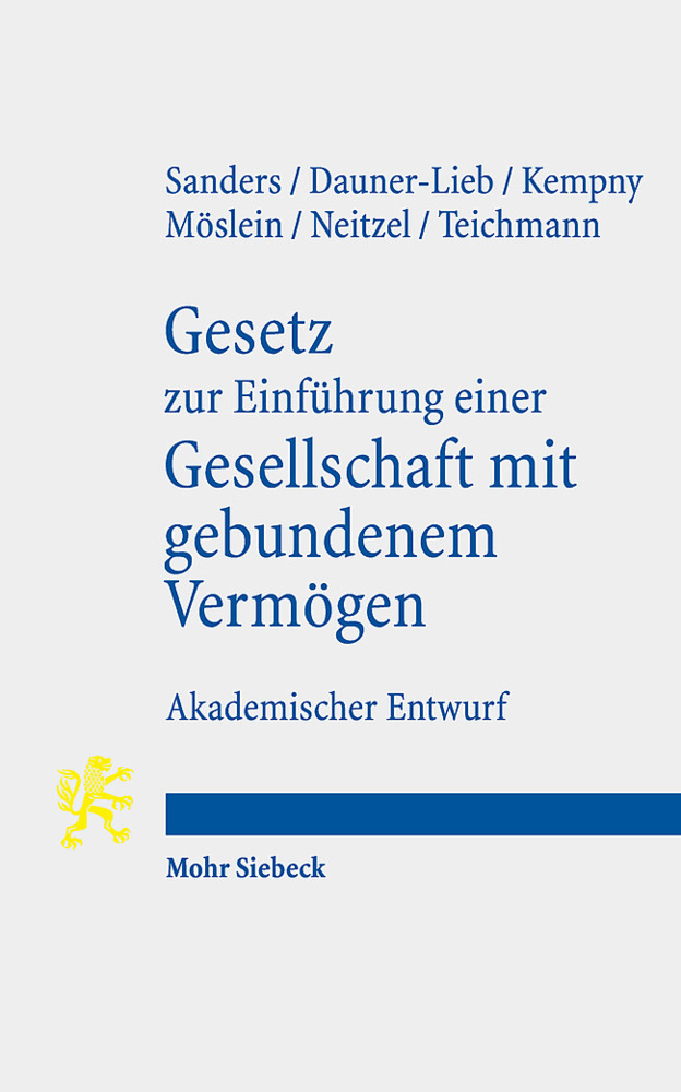 Gesetz zur Einführung einer Gesellschaft mit gebundenem Vermögen main product photo