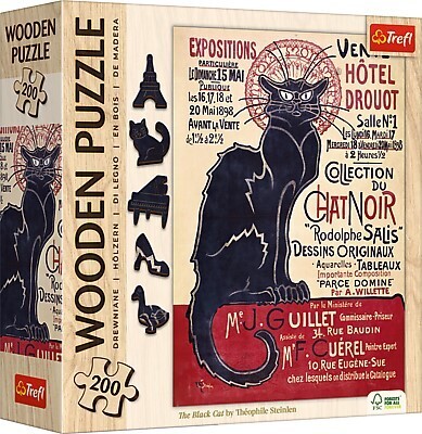 Holz Puzzle 200 - Der schwarze Kater / Théophile Alexandre Steinlen main product photo