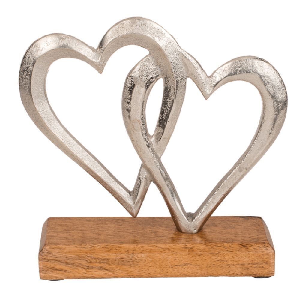 Herz aus Metall mit Holzsockel main product photo