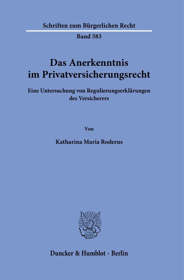 Das Anerkenntnis im Privatversicherungsrecht main product photo