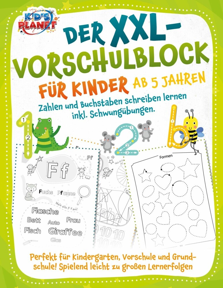 Der XXL-Vorschulblock für Kinder ab 5 Jahren: Zahlen und Buchstaben schreiben lernen inkl. Schwungübungen. Perfekt für Kindergarten, Vorschule und Grundschule! Spielend leicht zu großen Lernerfolgen main product photo