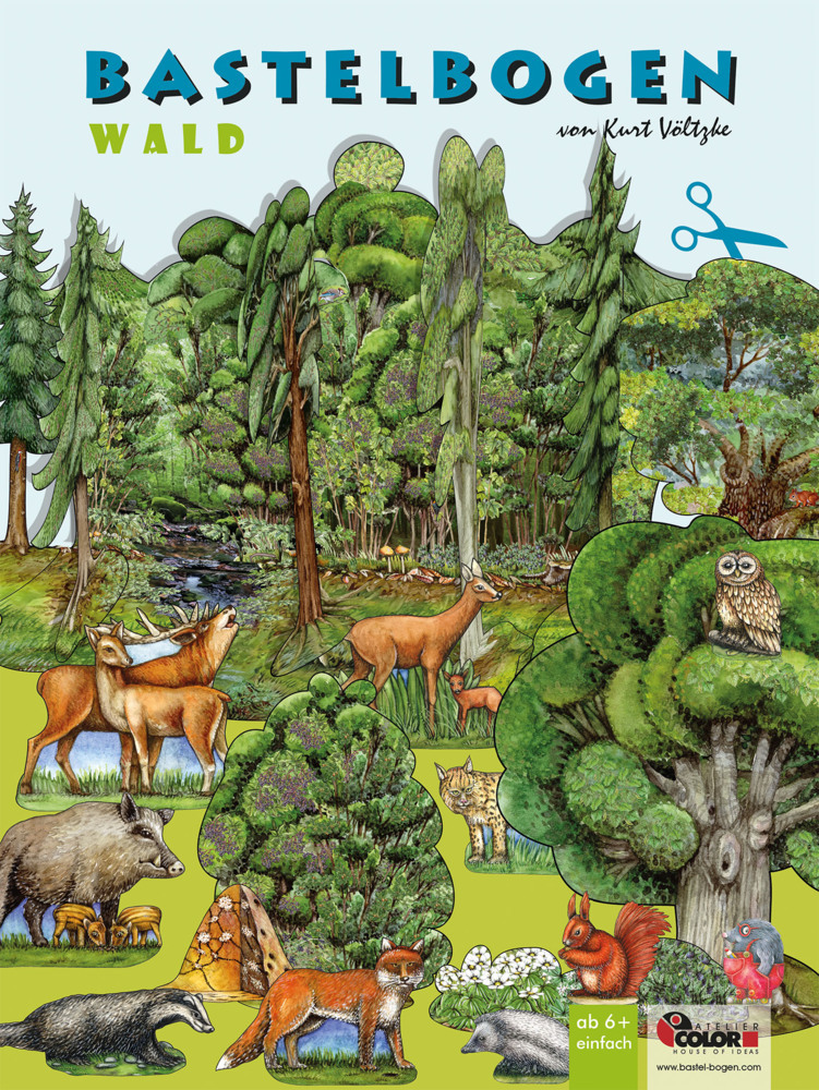 Wald Bastelbogen Bäume & Tiere zum Ausschneiden & Basteln aus Papier main product photo
