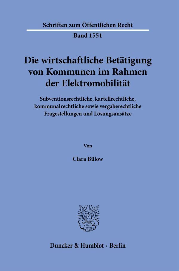 Die wirtschaftliche Betätigung von Kommunen im Rahmen der Elektromobilität main product photo