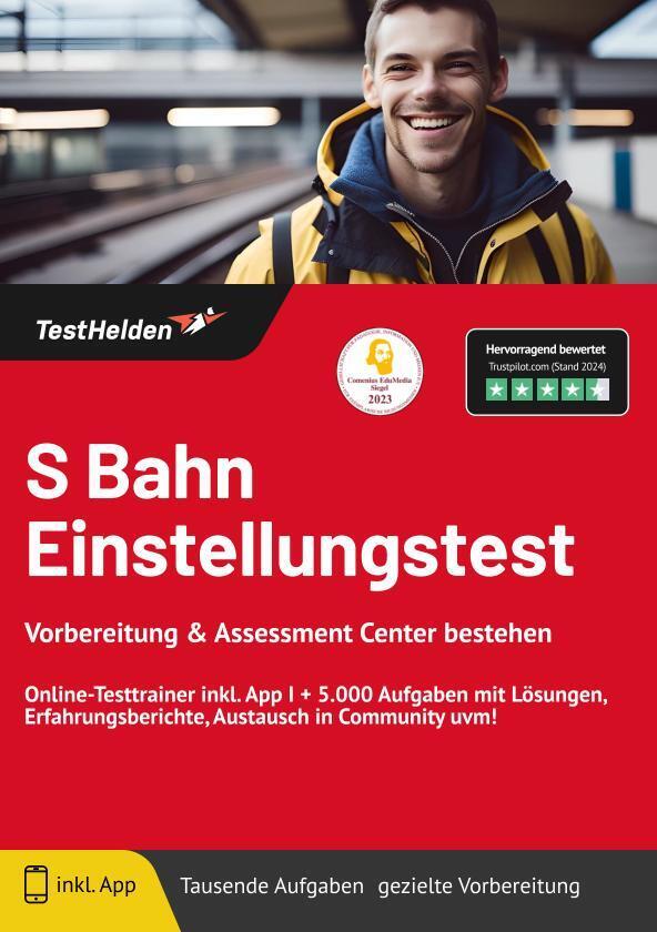 S Bahn Einstellungstest Vorbereitung & Assessment Center bestehen: Online-Testtrainer inkl. App I + 5.000 Aufgaben mit Lösungen, Erfahrungsberichte, Austausch in Community uvm! main product photo
