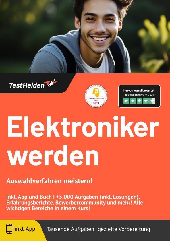 Elektroniker werden - Auswahlverfahren meistern! inkl. App und Buch: +5.000 Aufgaben (inkl. Lösungen), Erfahrungsberichte, Bewerbercommunity und mehr! Alle wichtigen Bereiche in einem Kurs! main product photo