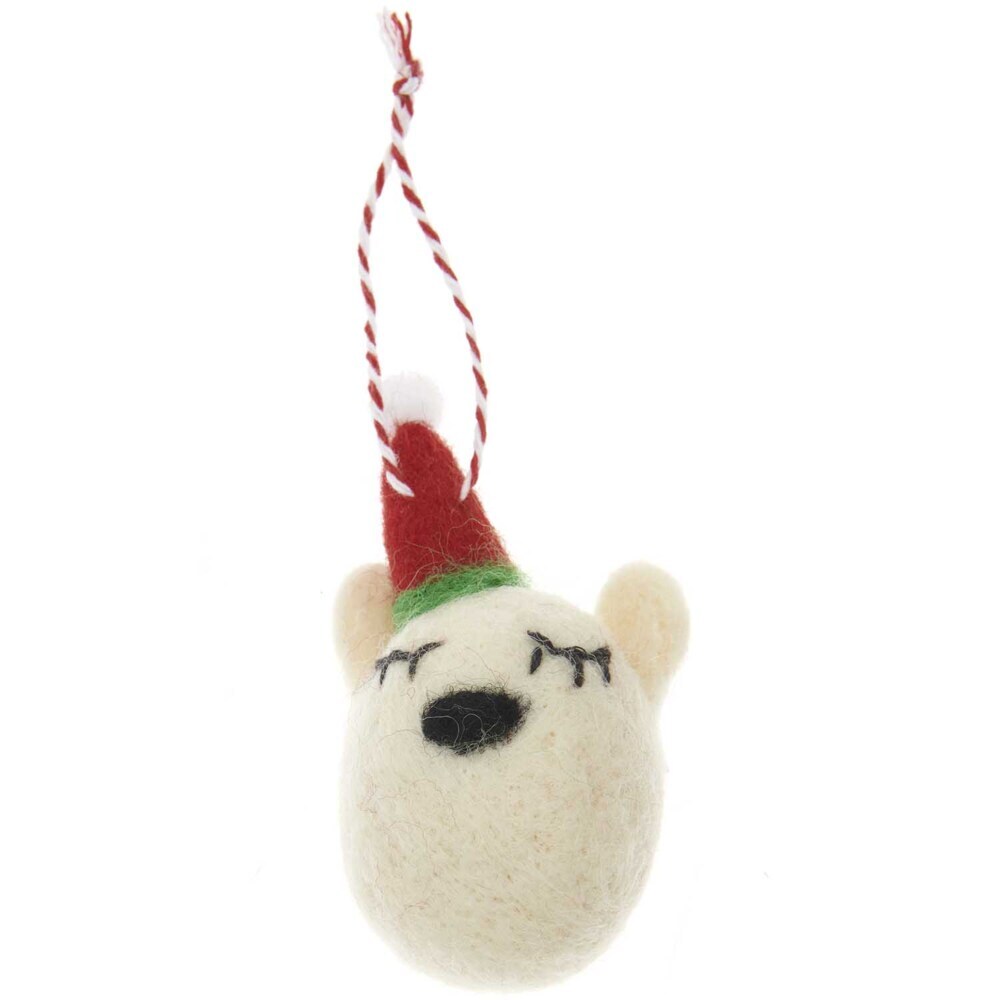 Filzbär mit Weihnachtsmütze weiß main product photo