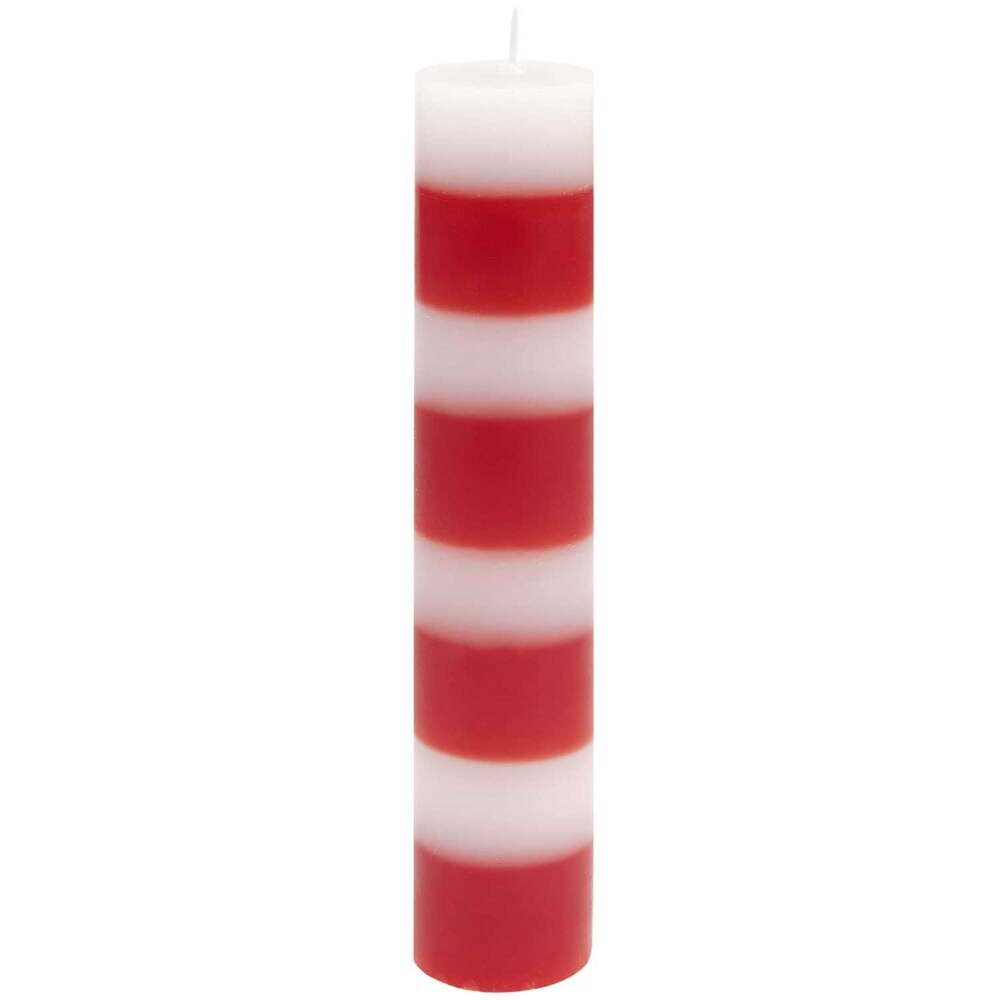 Stabkerze, gestreift, Weiß/Rot main product photo