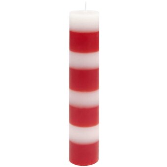 Stabkerze, gestreift, Weiß/Rot