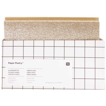 Karten- und Umschlagset Glitter, Gold, FSC MIX, 8 Karten mit Umschlägen